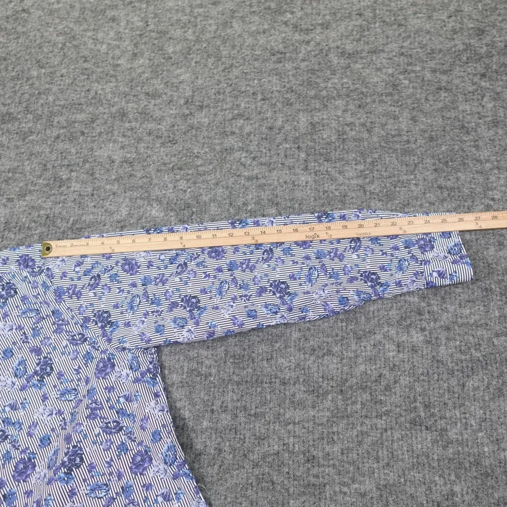 1 Like No Other London Shirt Mens XXL Blue Floral Stripe‎ Long Sleeve Casual